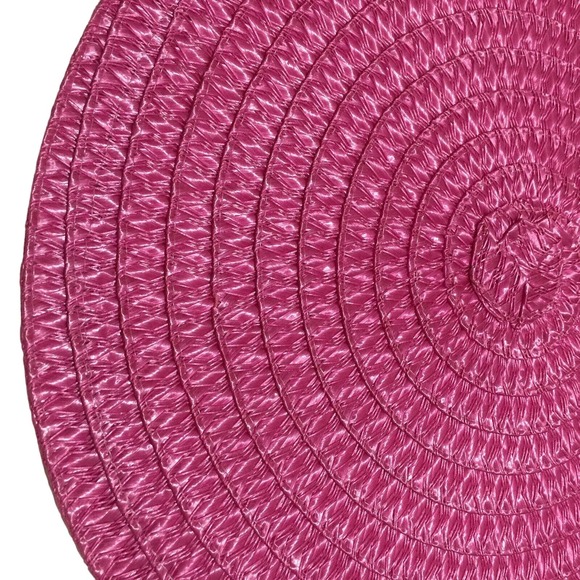 Pink Fuchsia Woven Design Round Placemat Table Mat 14.75" - Picture 3 of 4
